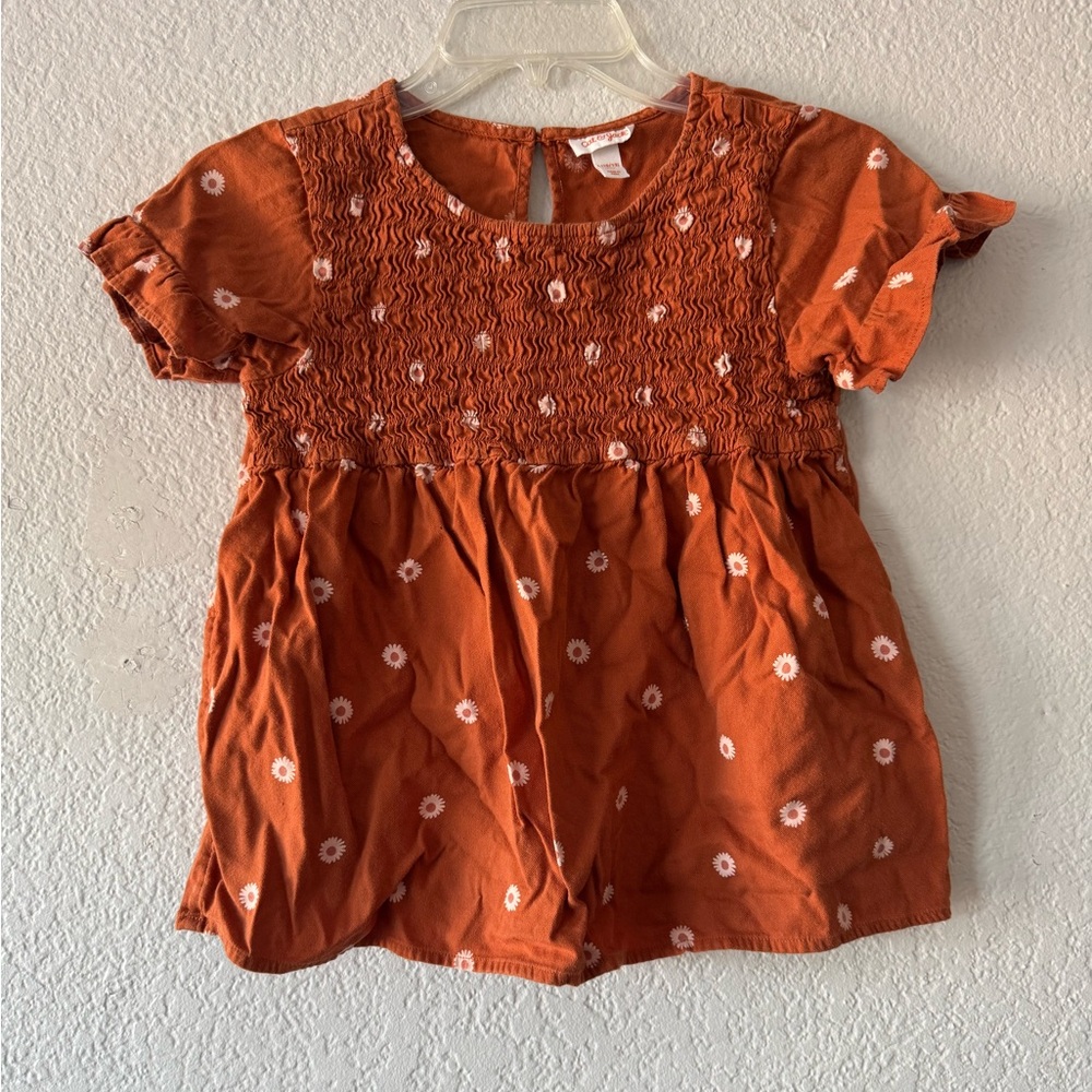 Cat & Jack Rust Girls Top with Floral Accents